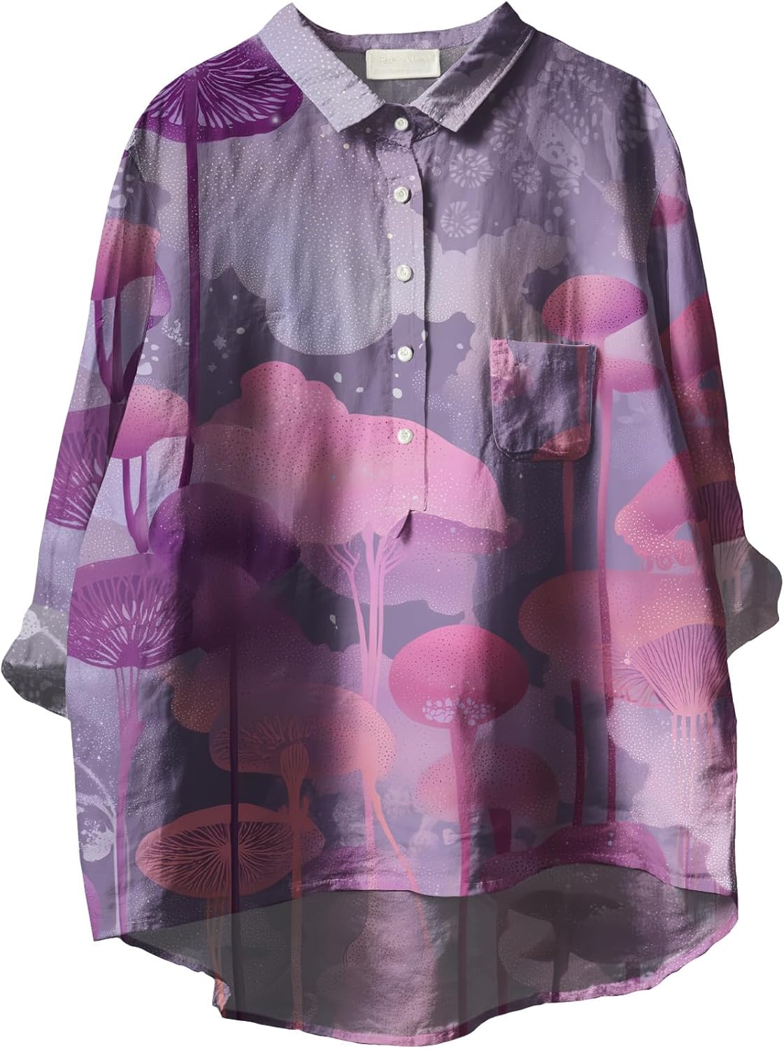 Womens Floral Boho Blouses 3/4 Sleeve Button Down Shirt Oversize Funny Graphic Casu...