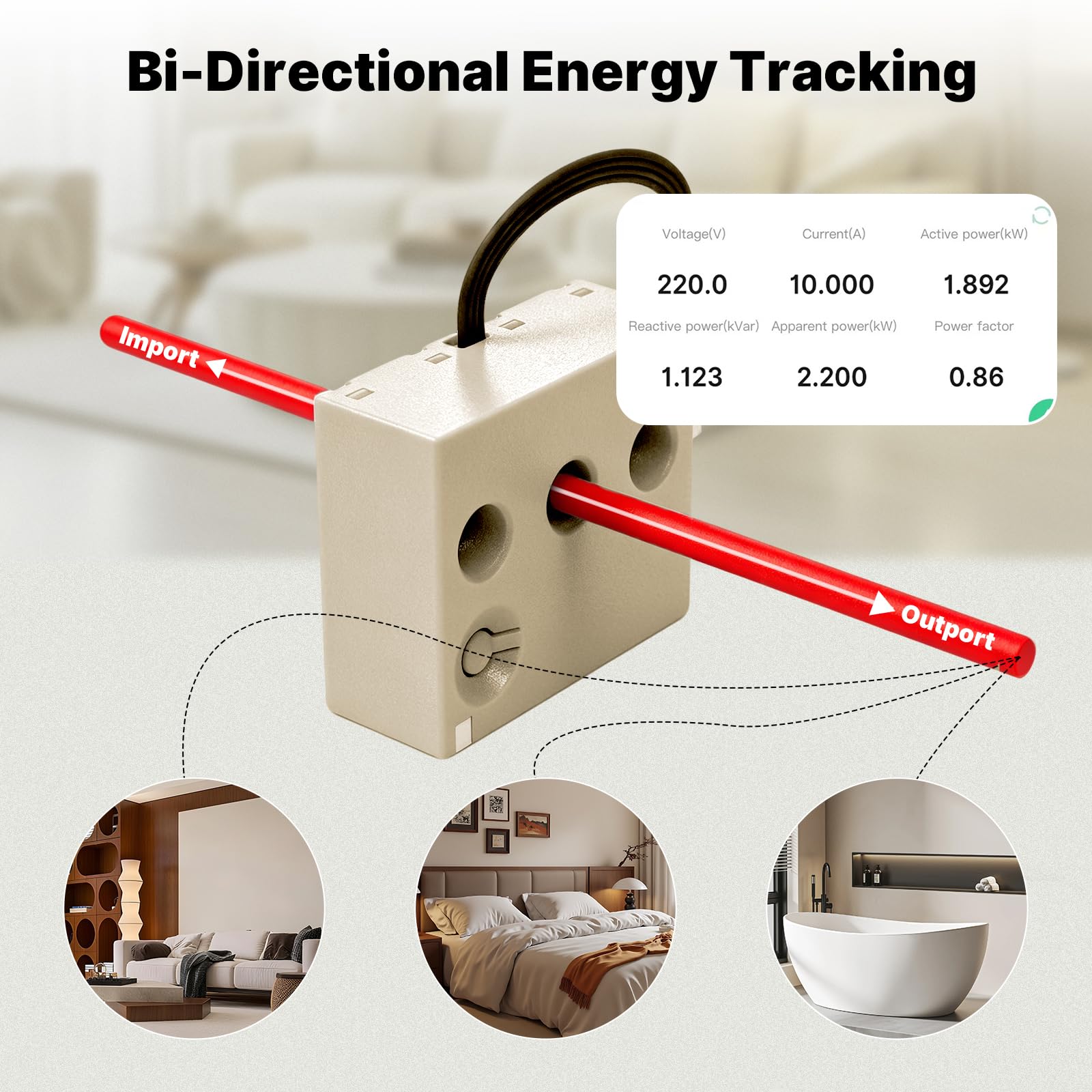 Trójfazowy miernik energii WiFi 63 A, dwukierunkowy moduł monitorowania zużycia energii, wbudowany miernik prądu CT, aplikacja Tuya Smart Life