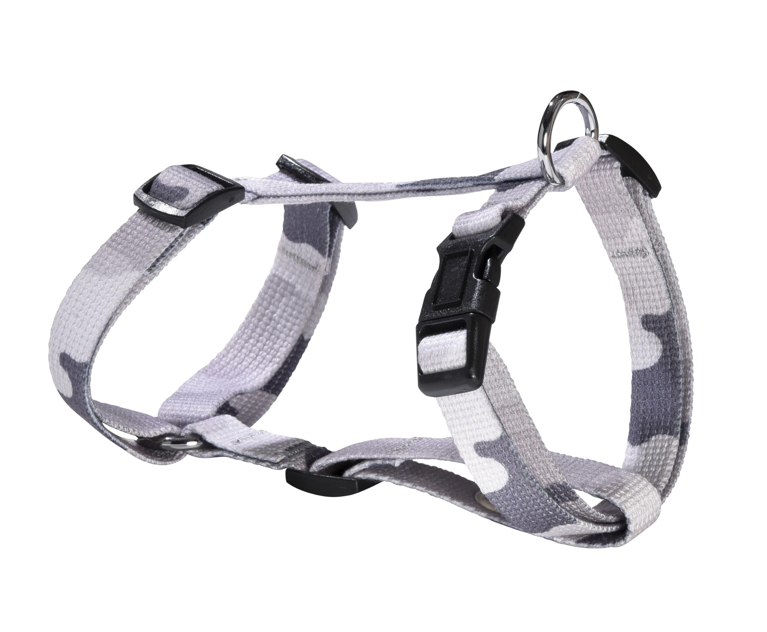 Bobby Camouflage - Dog Harness Size S, Neck Length 22-32 cm, Chest Girth 28-41 cm with Metal Ring, Grey Camouflage
