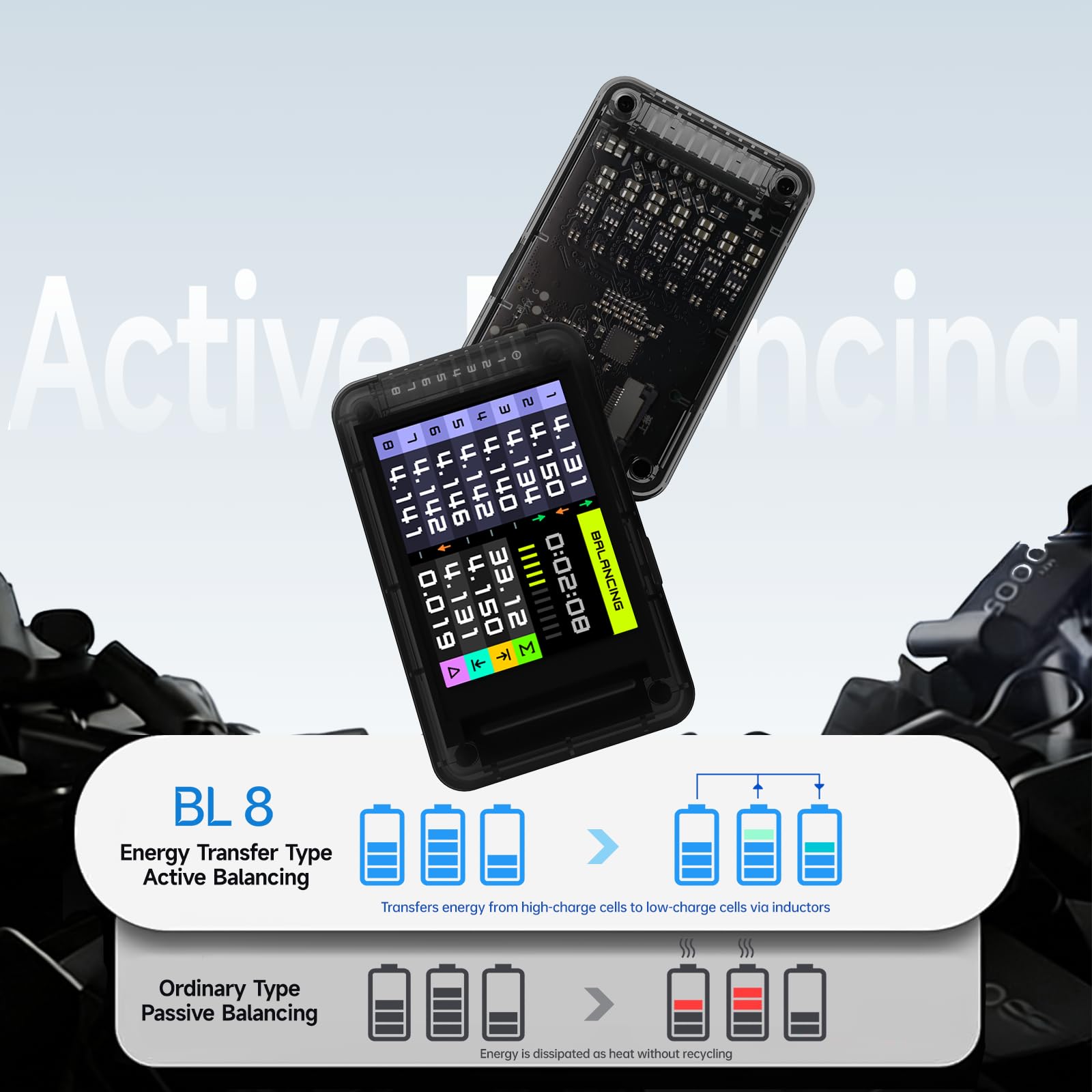 ISDT BL8 LiPo-Akku-Prüfer 2S-8S Smart Active Balancer XH2.54 Zellenspannungstester für RC-Akkus mit hochpräziser Farbbildschirm-App und Fernbedienung