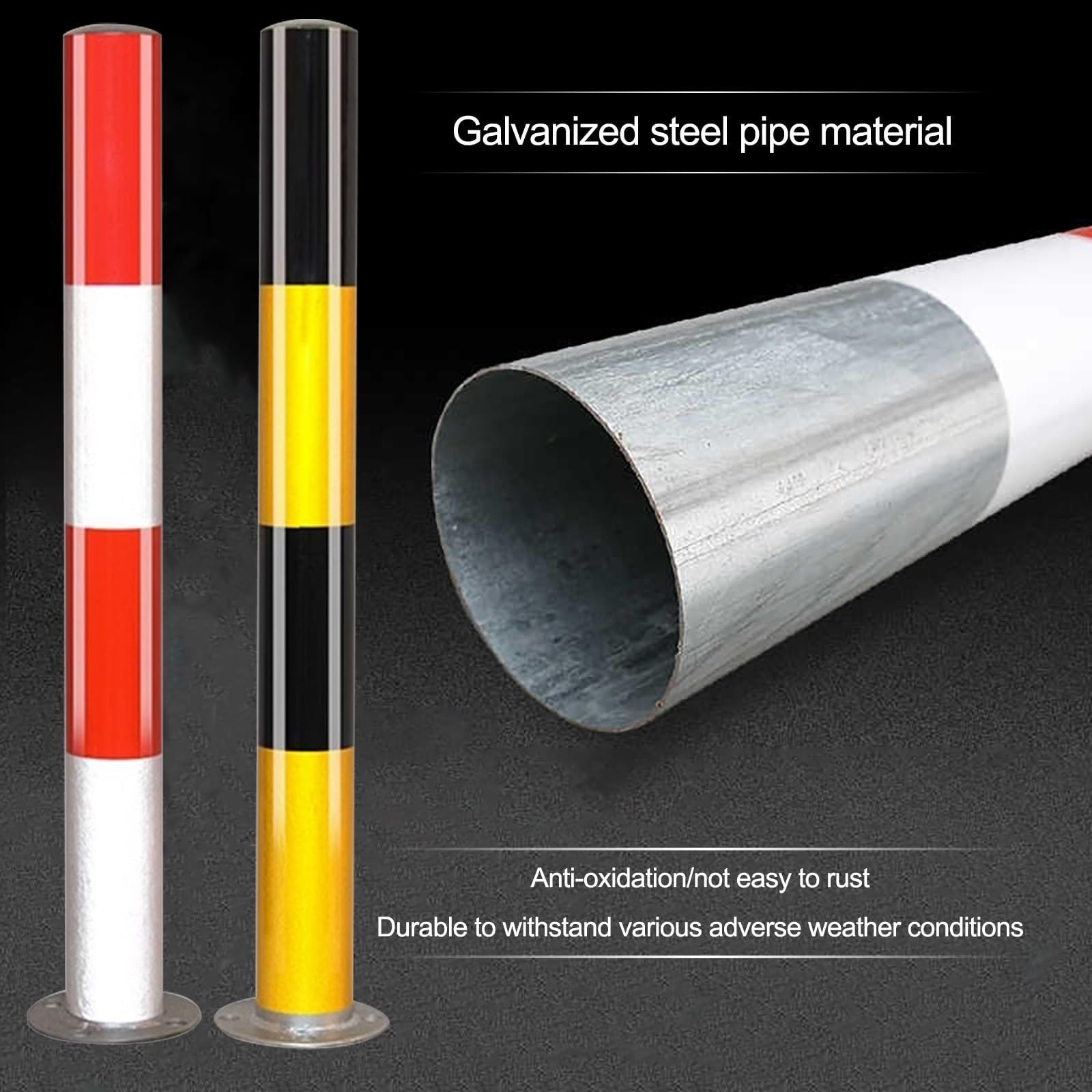 Generisch Reflektierende Sicherheitspoller – 3er-Pack, 75 cm (29,5 Zoll) Parkbarriere mit Spreizdübeln für Garage, Ladenfront, Gehweg – Robuste gelbe Verkehrsleiteinrichtung