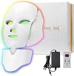 Face Màsk LED (modelo FM-01), 7 cores LED Face Màsk Light Theràpy, cuidados com a pele para rosto e pescoço, salões de beleza e uso doméstico