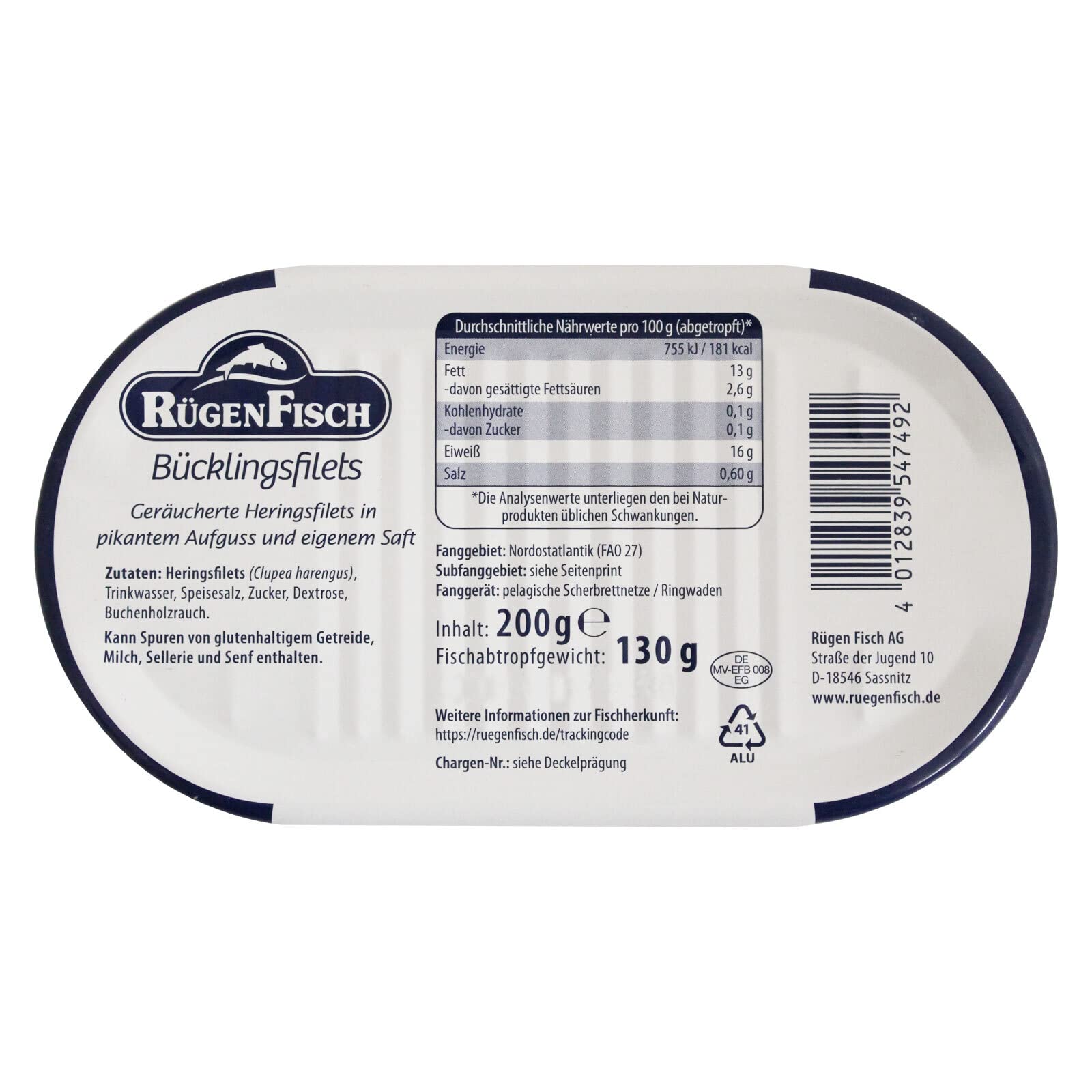 Rügen Fisch Bücklingsfilets in pikantem Aufguss, 19er Pack (19 x 200 g)