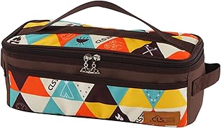 TRIWONDER Camping Utensils Storage Bag Cooking Utensils Organizer Camping Cutlery Pouch Portable Toiletry Wash Bag for Travel Picnic Barbecue (Colorful Triangles)