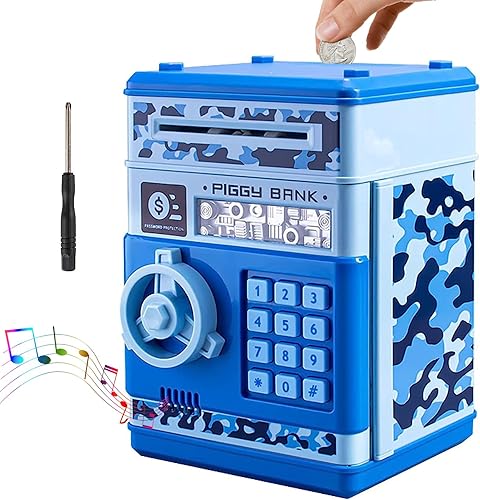 Hucha para niños, mini cajero automático de papel con desplazamiento automático, caja de ahorro de dinero con contraseña, efectivo y monedas, caja