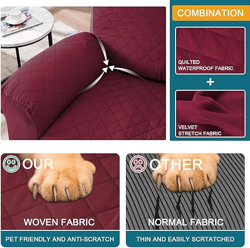 Miniatura 3 de Turquoize Fundas impermeables para sillas reclinables, acolchadas y elásticas, fundas reclinables de 4 piezas para sillas reclinables, de ancho de