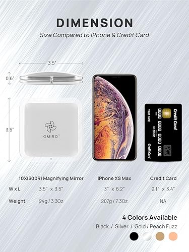 Miniatura 2 de OMIRO Espejo compacto plegable, aumento 1X15X, 3 pulgadas, tamaño de bolsillo, espejo de mano cuadrado para maquillaje de viaje (plateado)