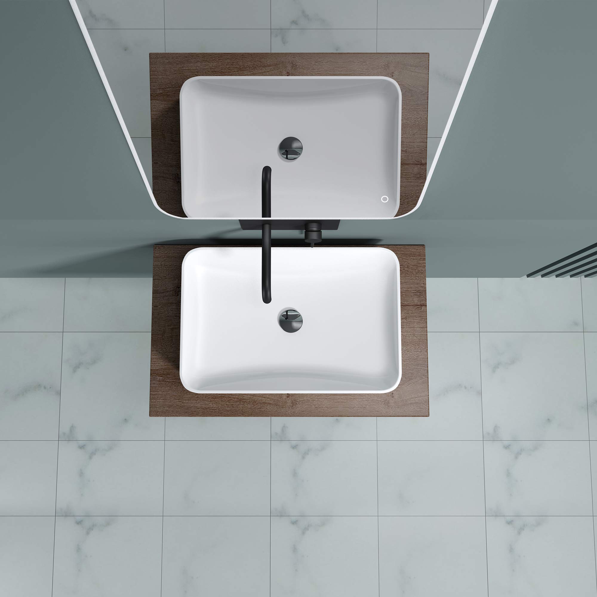 doporro Mensola Sospesa Porta Lavabo 45x80 cm in Legno Marrone, Consolle da Parete per Lavabo da Appoggio, Mobile da Bagno con Staffe Platte01