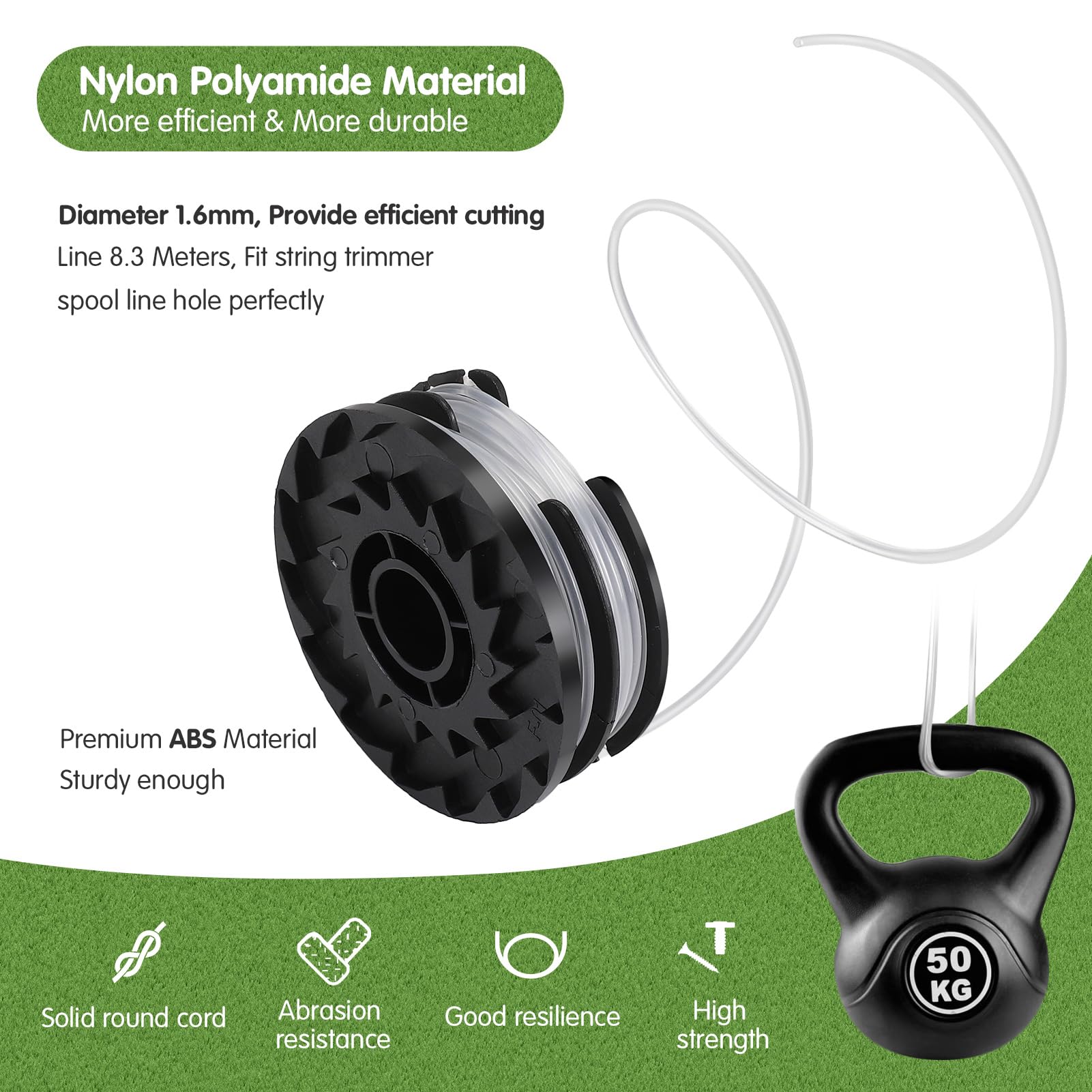 8 Bobine Ricambio Per Decespugliatore Parkside | Filo 1.6mm, 8.3m | Compatibile Con Modelli PRT - Foto 14