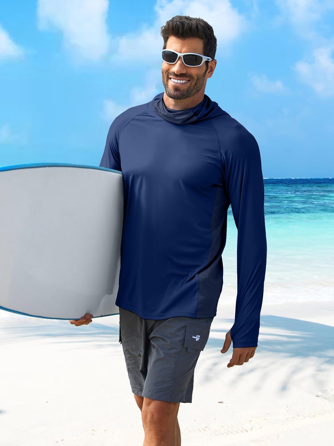 PINSPARK Men's Sun Protection Hoodie with Mask UPF 50+ UV Long Sleeve Shirt Men Rash Guard Performance Fishing Hiking Shirt - Image 3