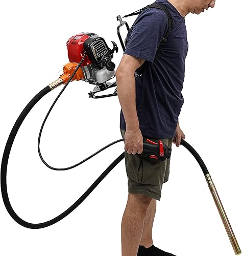 Vibrador de hormigón de 31CC de 4 tiempos, herramientas de vibración de hormigón portátiles diseñadas con mochila, motor de gas de 1 HP con varilla