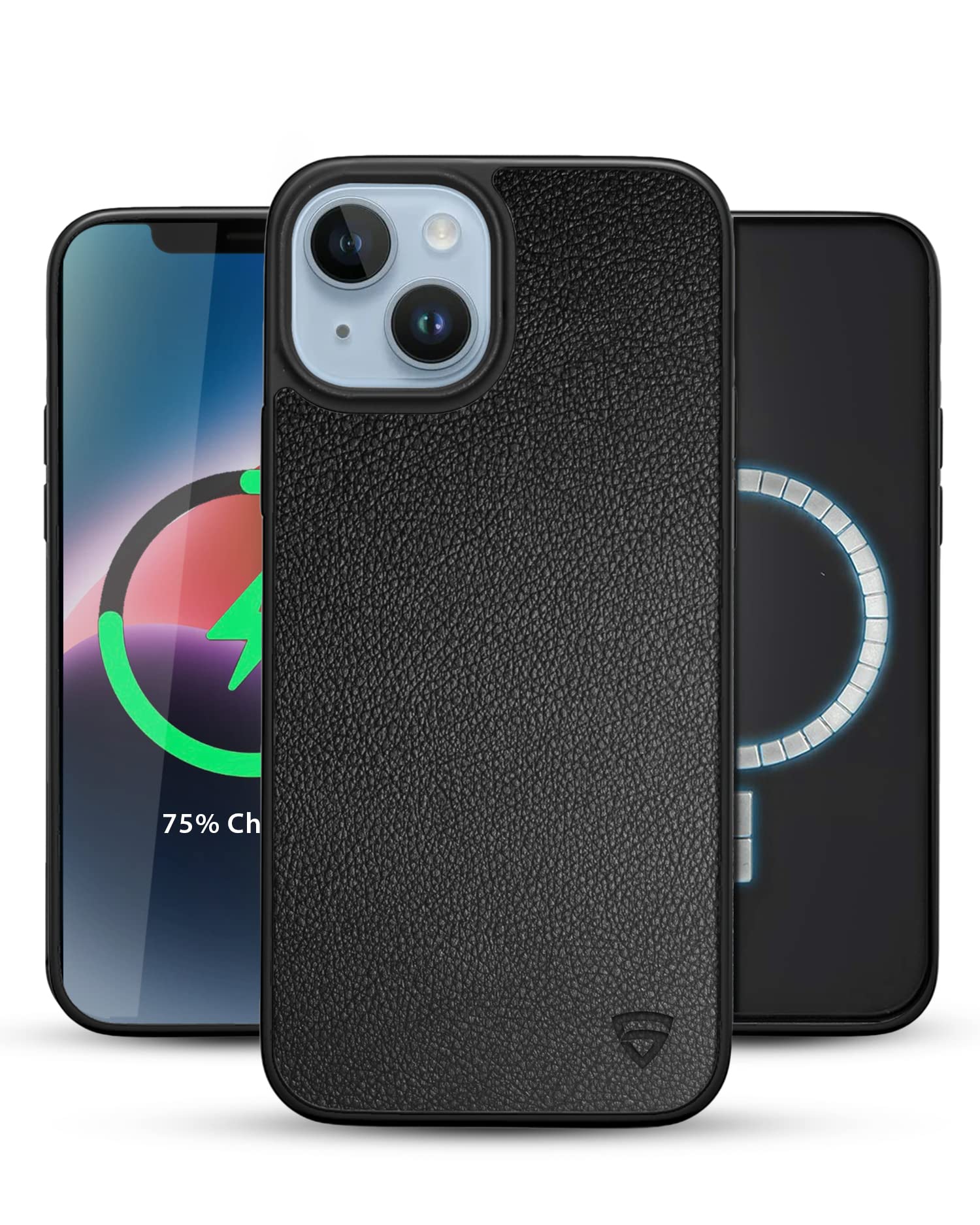 RAEGR Phone Case | Magnetic Case | Supports Mag-Safe Wireless Charging | Elements Armor MagFix Case/Cover Compatible with iPhone 14 Plus (6.7- inch) 2022 - Leather Black RG10378