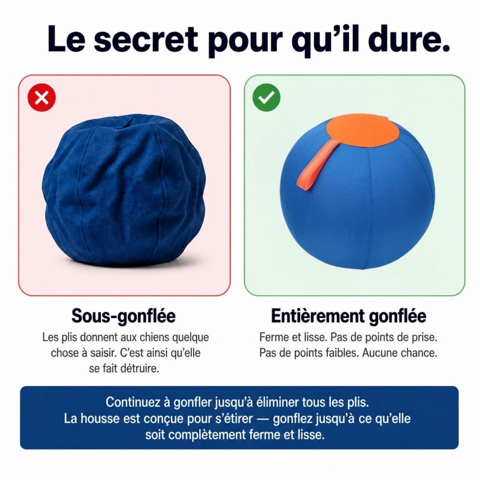MEIION Woofy Chien Balle,Balle Interactive pour Chien,Jouet Interactif Résistant avec Bracelet Pratique,Ballon Chien Adapté Petits et Grands Chiens pour Intérieur et Extérieur