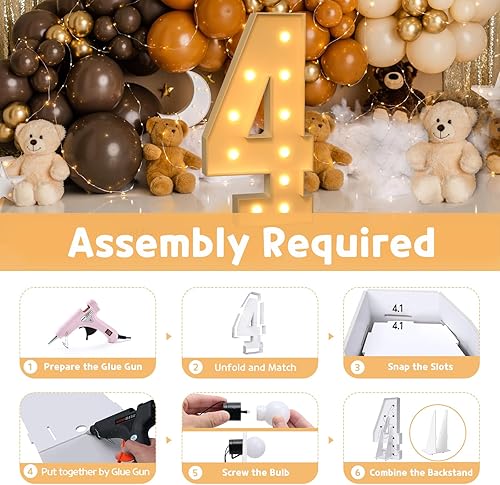 Miniatura 3 de imprsv Números de marquesina de 4 pies, números iluminados para decoraciones de cumpleaños de 40 años, decoraciones de fiesta de aniversario, número