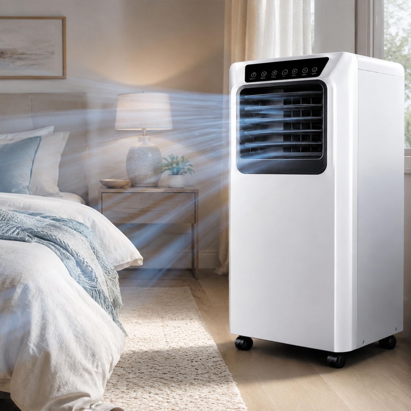 Smafoseedding Multicolor Portable Ac Unit,Mobile Air Conditioner With Remote & Self-Evaporating, Indoor Ac Unit Dual-Turbine 120° Oscillation,Dehumidifier For Home, Caravan, Motorhome, Bedroom 9000Btu