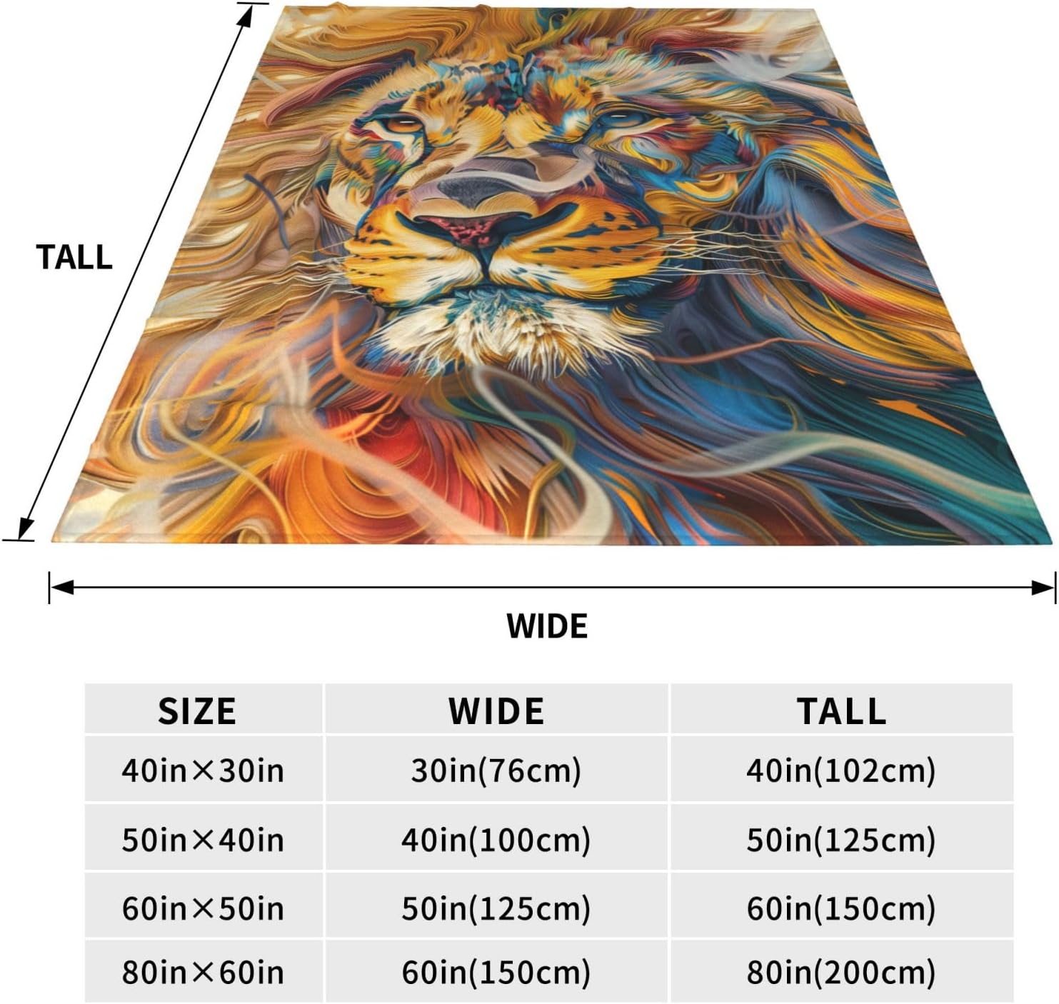 for Psychedelic Swirl Lion Flannel Throw Blanket - Ultra Soft, Warm & Comfy - Lightweight & Cozy for Couch, Bed, Travel - Fuzzy, Anti-Pilling Fabric - Artistic Living Room Decor 50in×60in