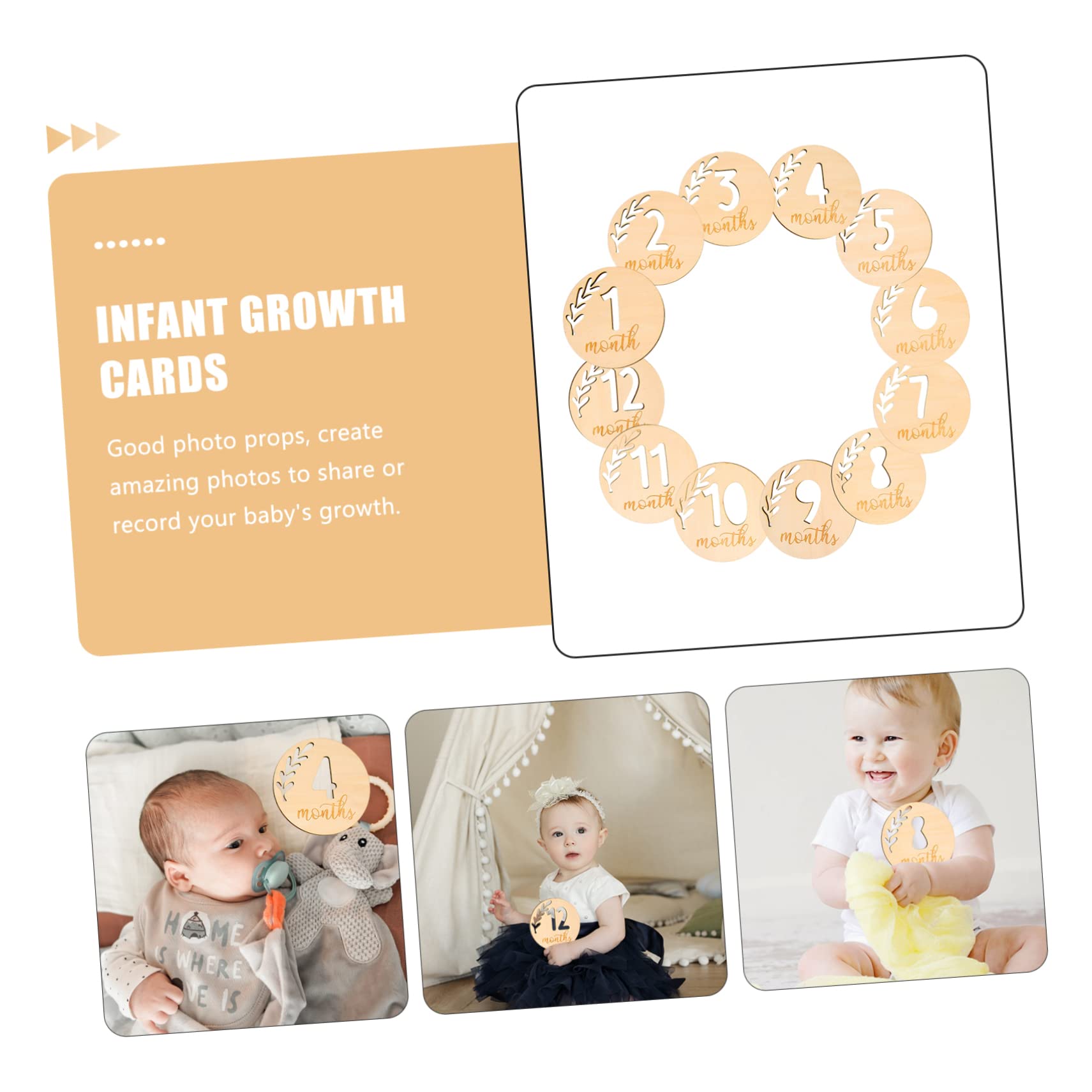 VICASKY 36piezas Bloques De para Bebés De Madera Tarjetas De Crecimiento Mensuales Accesorios Fotográficos para Recién Nacidos y Cumpleaños Diseño Natural y Seguro