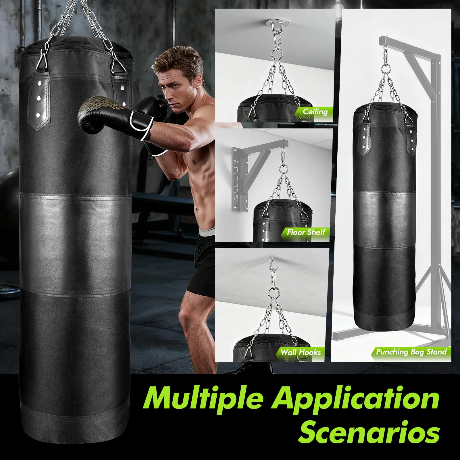 Sacchi da boxe per adulti, da appendere, non riempiti, pesanti, da boxe, con guanti per karate taekwondo a casa, allenamento