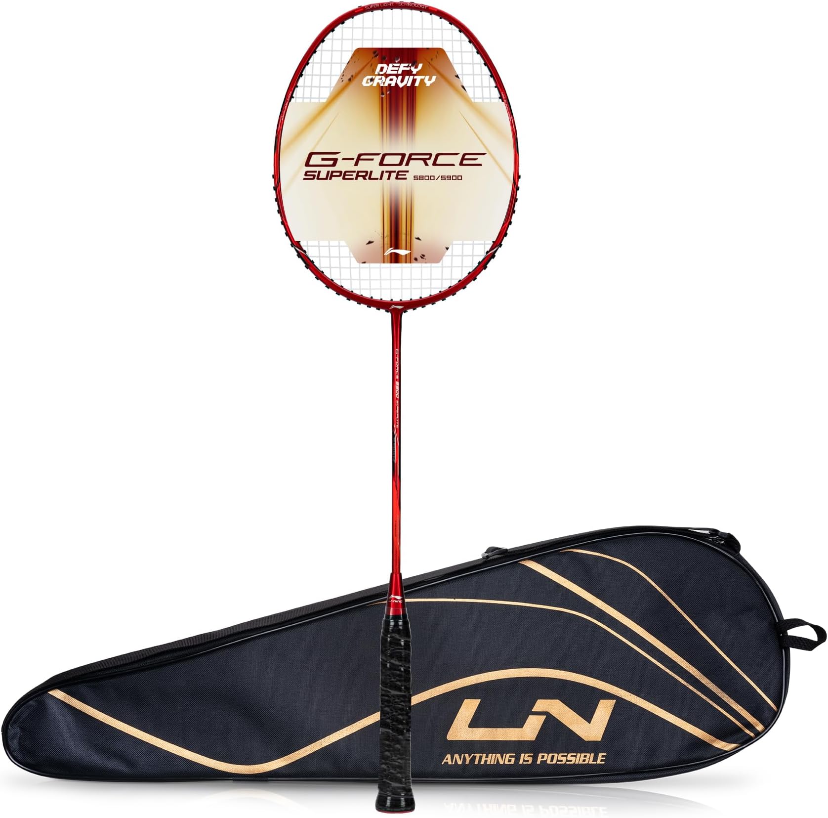 G-Force 5k Superlite Badminton Racket with Full Cover | 78 Grams | Max Tension : ≤30 lbs | Enhanced Control, Fast Swing Speed & Aero Frame Tech