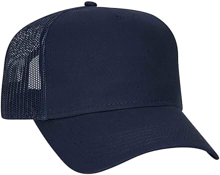 Otto Cap 5 Panel Low Profile Mesh Back Trucker Hat Cotton Twill