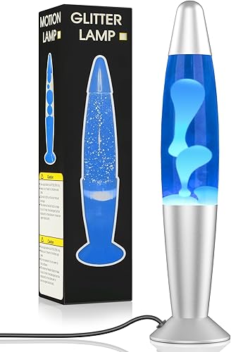 Miniatura 8 de Lámpara de movimiento LED azul para adultos y niños, lámparas líquidas para aliviar el estrés con flujos de cera blanca, luz nocturna para