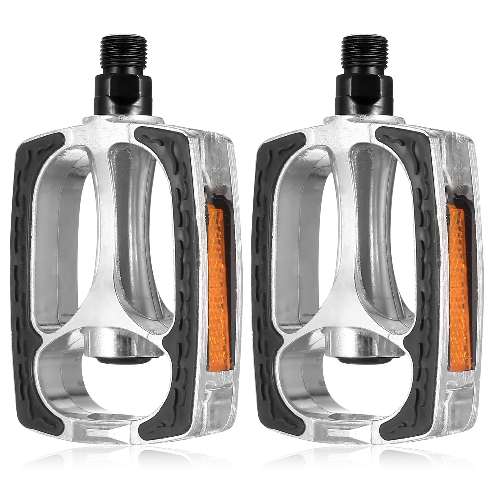 2 stuks pedalen fietspedalen met reflectoren, 9/16 inch fietspedalen, antislip, CNC aluminium fietspedalen set voor MTB, mountainbike, racefiets, e-bikes, stadsfiets, fietspedalen Sport & outdoor