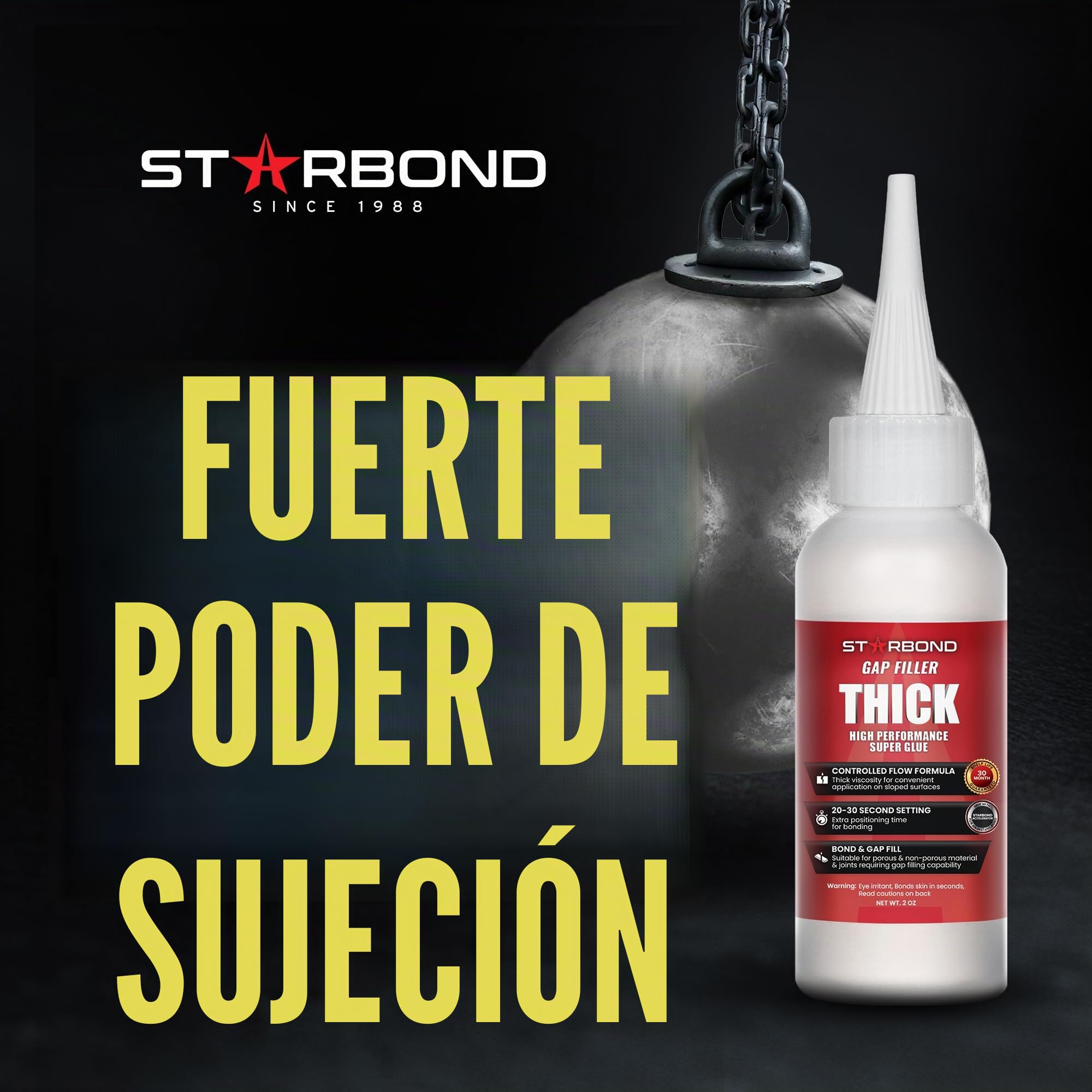 STARBOND Superpegamento de cianoacrilato (CA) de grado premium de "Gap Filler" adhesivo grueso de viscosidad 2000 CPS para carpintería, carpintería, tiro con arco (grueso, 2 onzas)