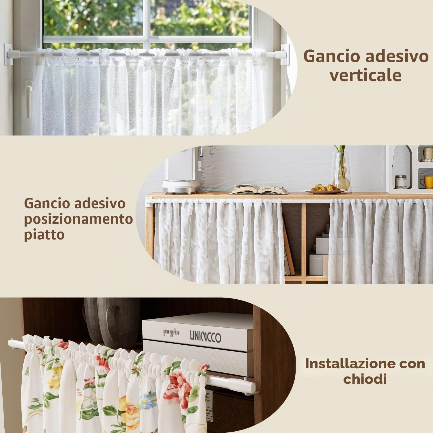 Asta per Tende Plastica Regolabile 2 Pezzi 30-50CM Bianco
