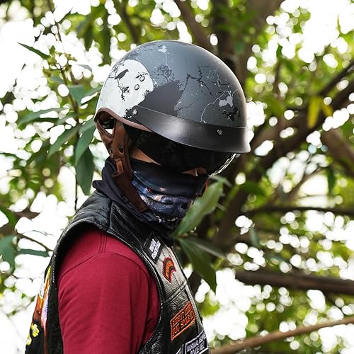 Miniatura 10 de VCOROS - Casco corto para motocicleta con visera, hebilla de liberación rápida, aprobada por la DOT, para hombres y mujeres, Negro, XL