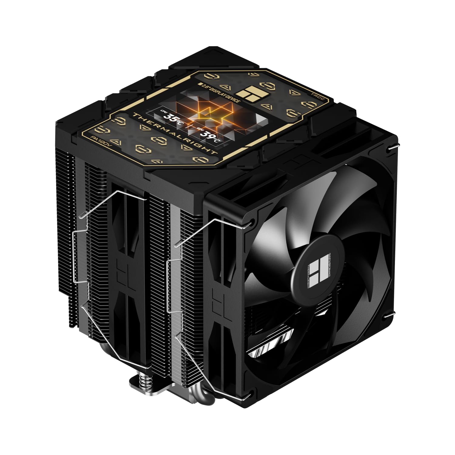 Thermalright Peerless Assassin 120 Vision Black CPU chłodnica powietrza, Dual-Tower 1850 obr./min, ekran IPS o rozdzielczości 320 x 240 i 2,8 cala, chłodzenie komputera do Intel LGA1851/1700/115x i