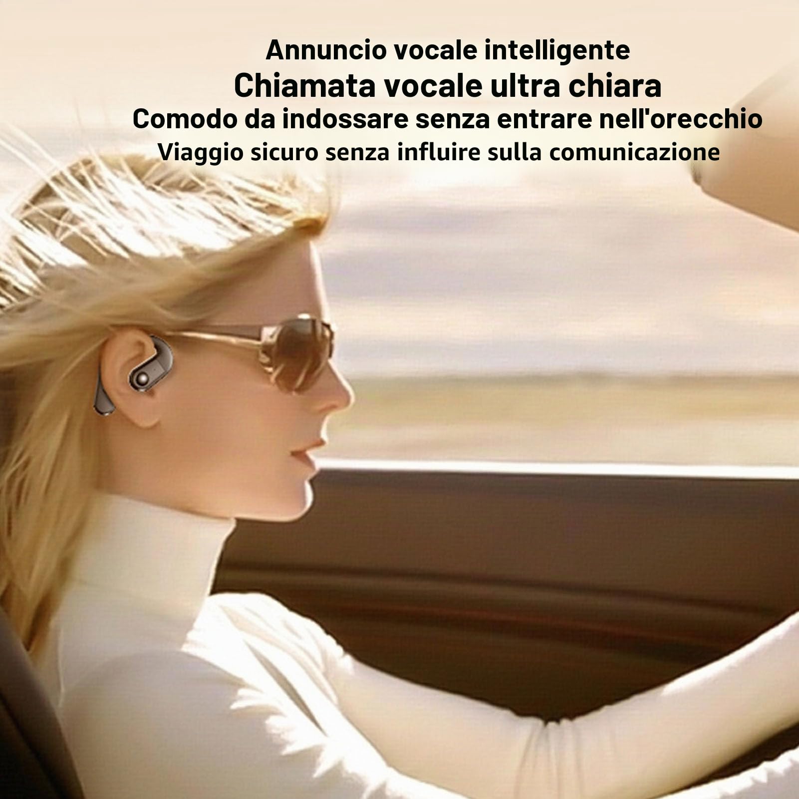 VBESTLIFE Auricolare Bluetooth a Orecchio Singolo, Conduzione Ossea BT V5.5 Auricolare con Cancellazione del Rumore, Microfono Ruotabile a 180 °, Riproduzione di 30 Ore, per lo Sport, Guida