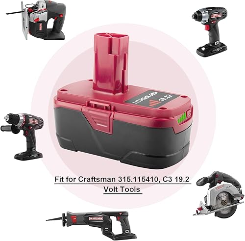 Miniatura 7 de C3 - Batería de litio de repuesto para Craftsman C3 XCP 11375 130279005 1323903 130211004 11045 315.115410 315.11485 Herramientas eléctricas