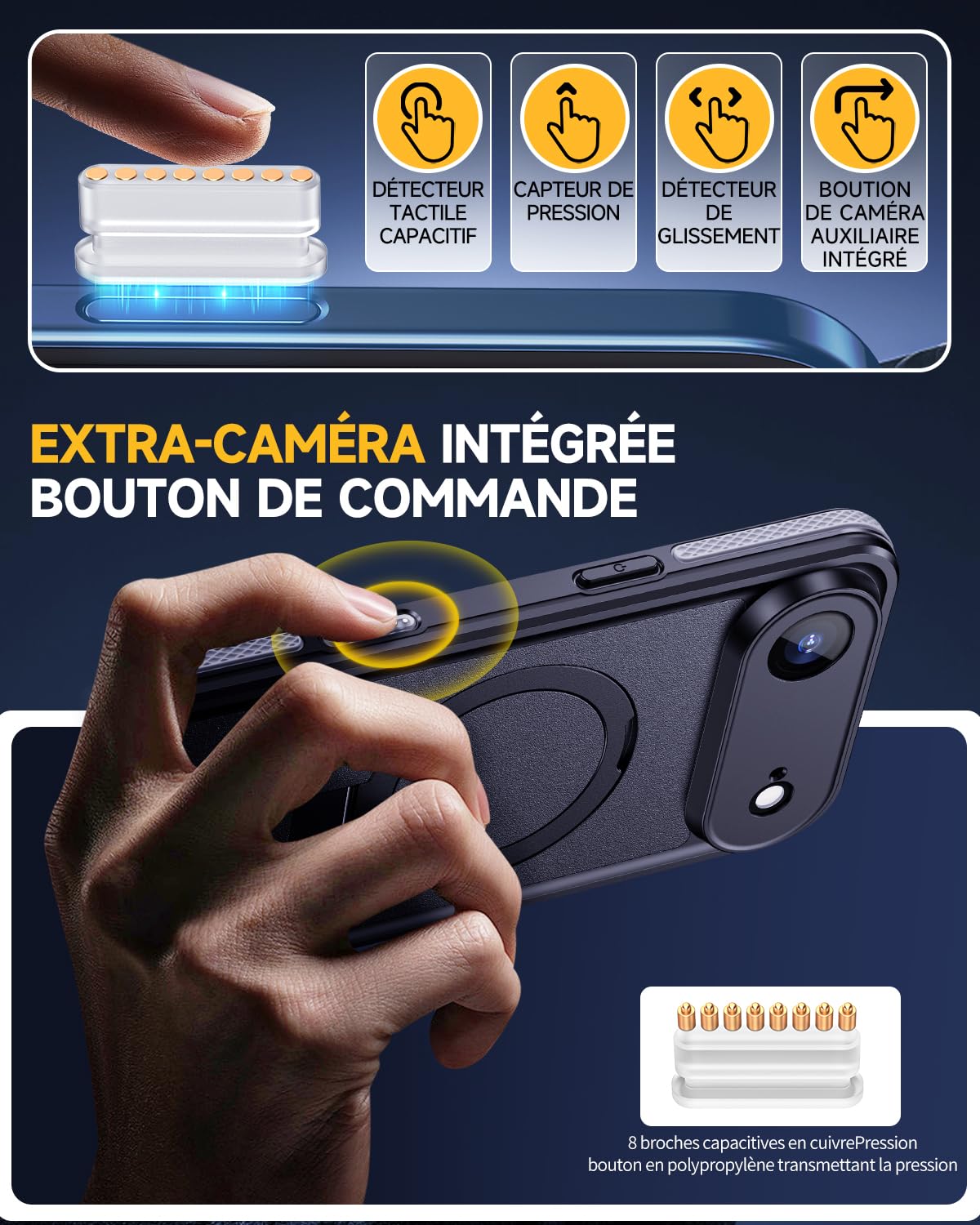 Lanhiem Coque pour iPhone 17 Air Étanche Antichoc avec Support Intégrale | Noir,IP68 Waterproof,Magnétique,Double Renforcé,360 Protection Écran+Caméra,Antipoussière,Avant et Arrière Housses,Chantier