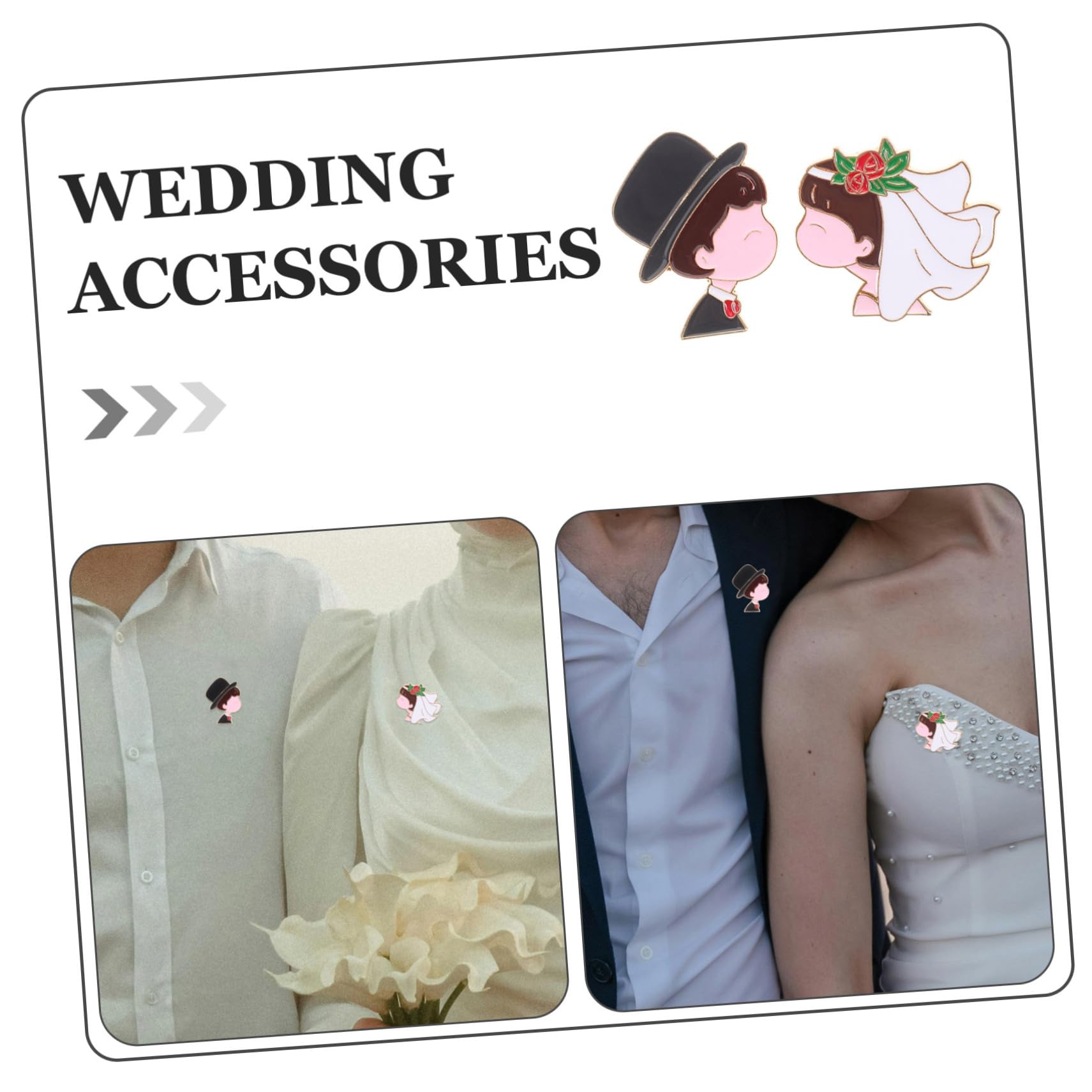 Jewellery 2Sets süße Cartoon Paare Brosche Pin Set Hochzeit Boutonniere Bag Hut Broschen Reversnadeln für Braut und Bräutigam 2pcs*2 Jewellery