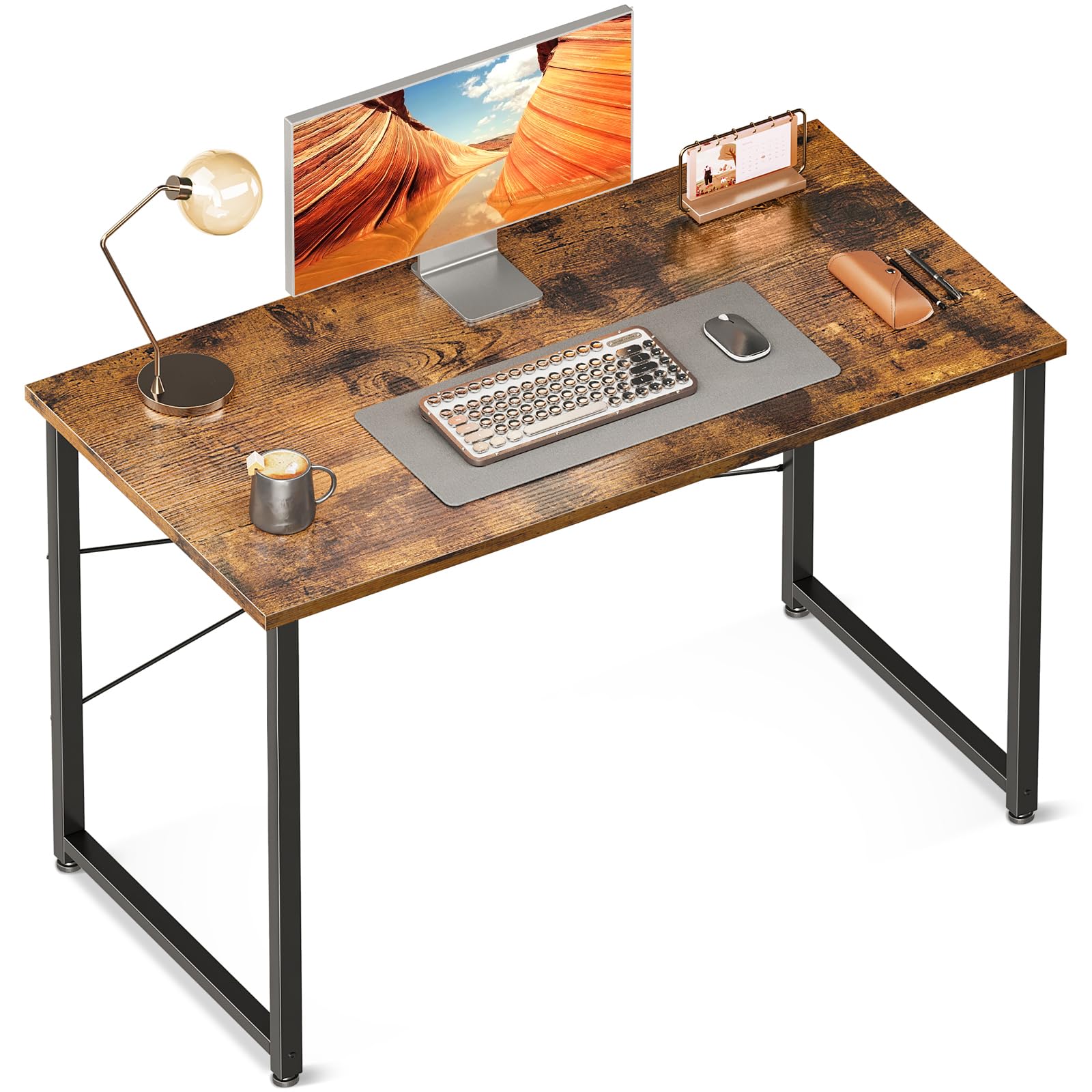 ODK デスク 机 pcデスク 幅100cm ゲーミングデスク パソコンデスク シンプル 桌子 computer desk 学習机 コンパクト ワークデスク 电脑桌 在宅ワーク おしゃれ 組立簡単 ビンテージ