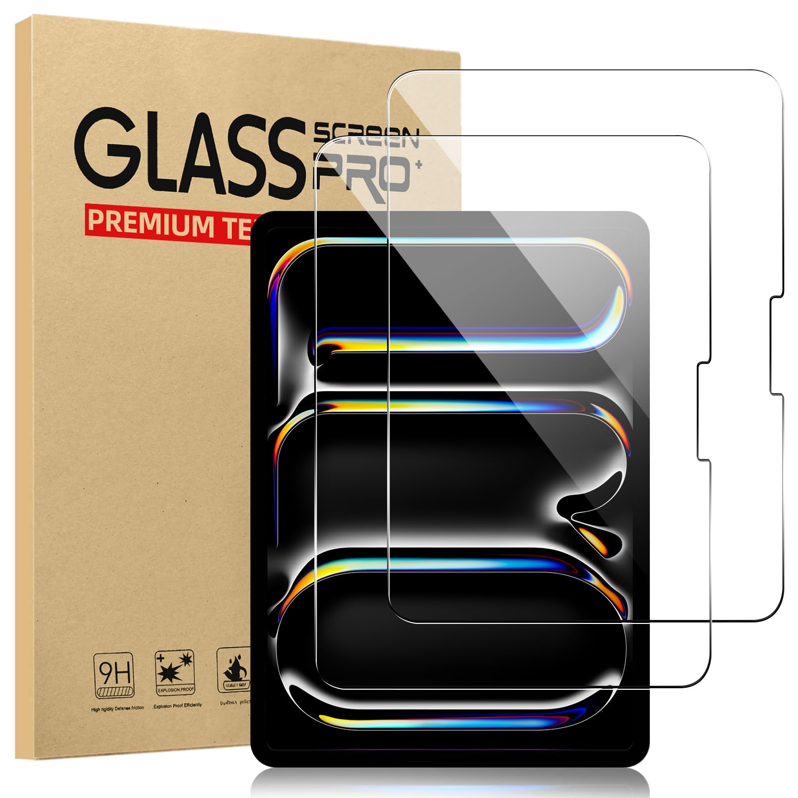 TSQQST-2 Pack New iPad Pro 11 Inch M4 2024 Screen Protector Tempered Glass Flim, 9H Hardness Clear Anti-Scratch Screen Protector for iPad Pro 5th