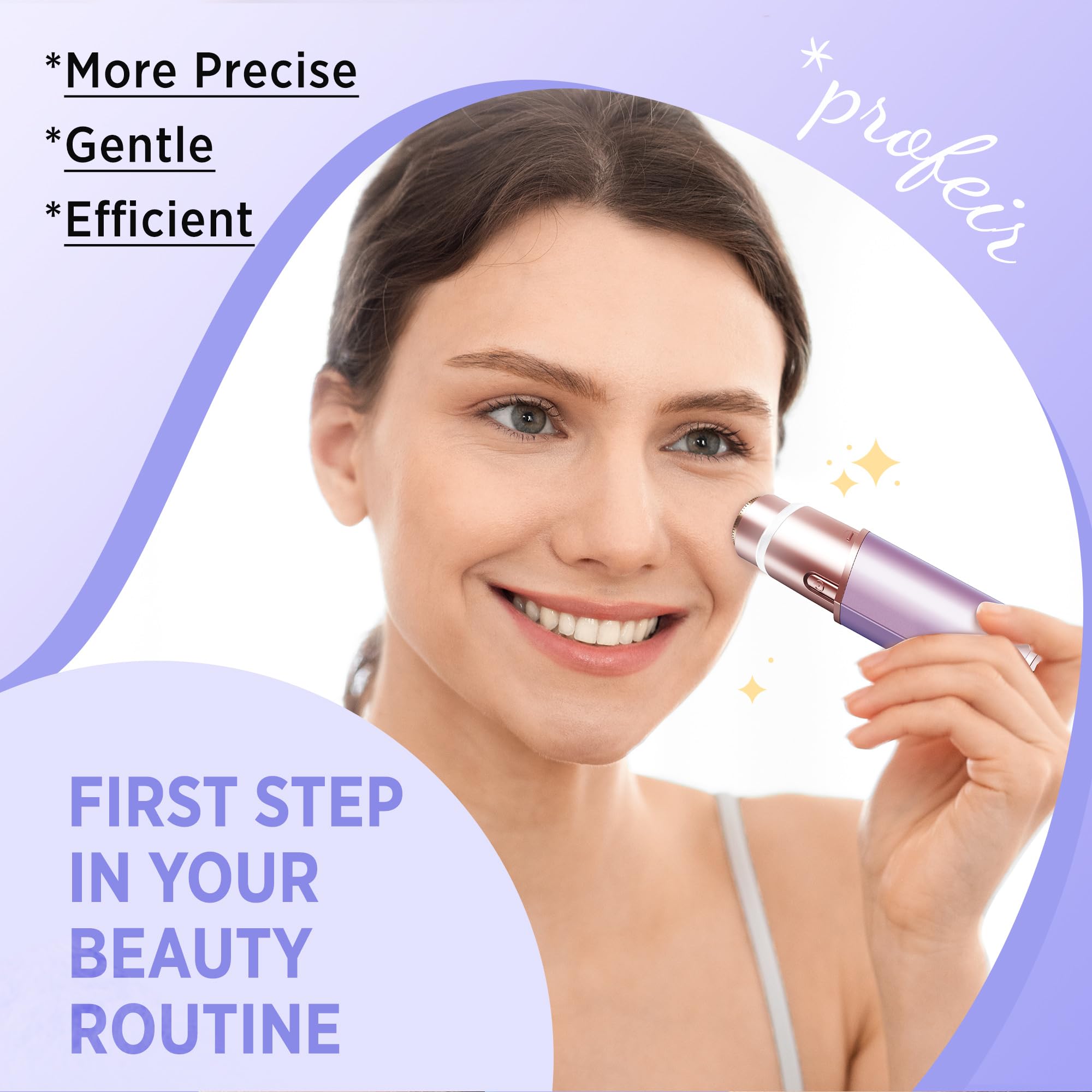 Depilación facial para mujeres: maquinilla de afeitar eléctrica para piel suave sin dolor, afeitadora recargable para labio superior, durazno, pelusas de barbilla, pelo en casa, viajes con 2 3