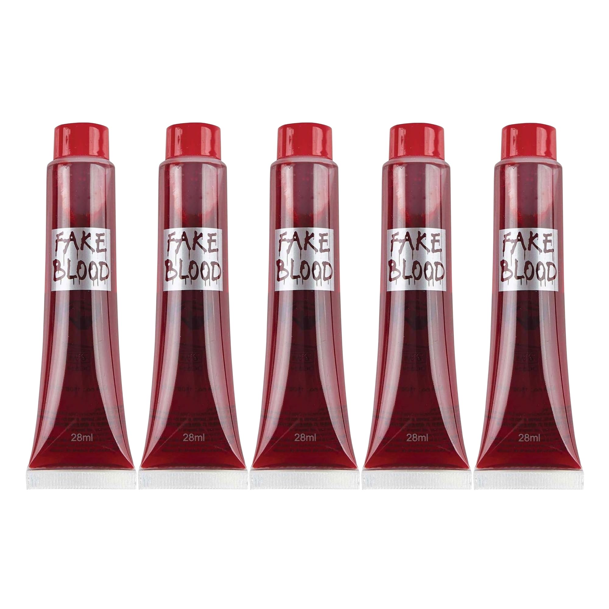 5 Packs Fake Blood Tubes 28ml - Halloween Vampire Zombie Makeup, Realistic SFX for Theatrical Wounds, Scars & Costume Parties, Suitable for Face & Body