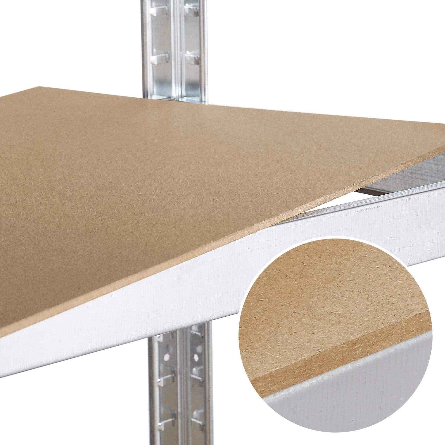 Yaheetech Scaffale x 2 Scaffalature per Garage 180x90x30 cm 175 KG Magazzino a 5 Ripiani Regolabili Alta Portata in Metallo Senza Bullone con Legno MDF per Ripiano Argento