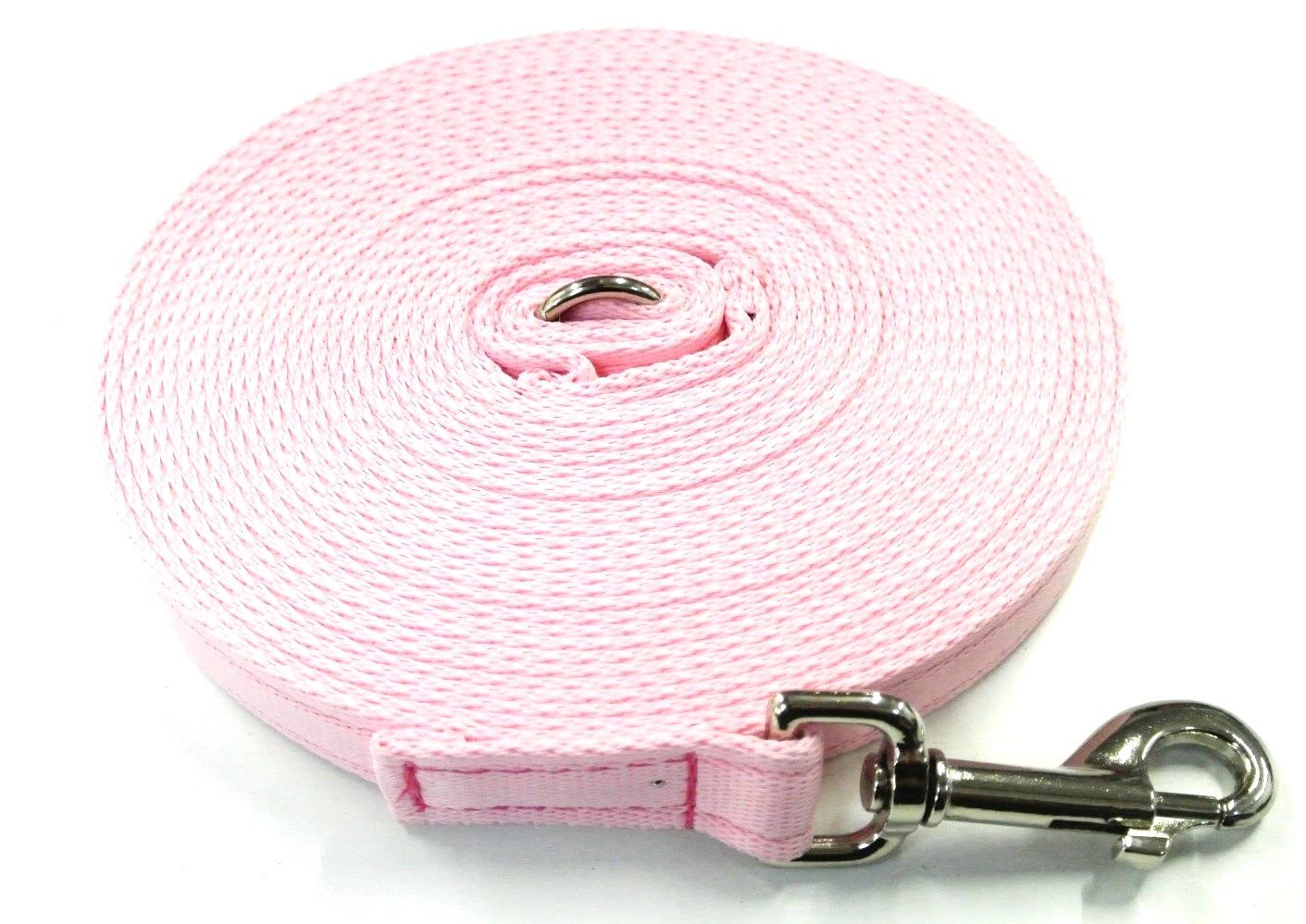 5ft Dog Training Lead 1.5 Metre Leash Horse Lunge Line Tracking Recall Obedience In Cushion Webbing (Baby Pink, 25mm)