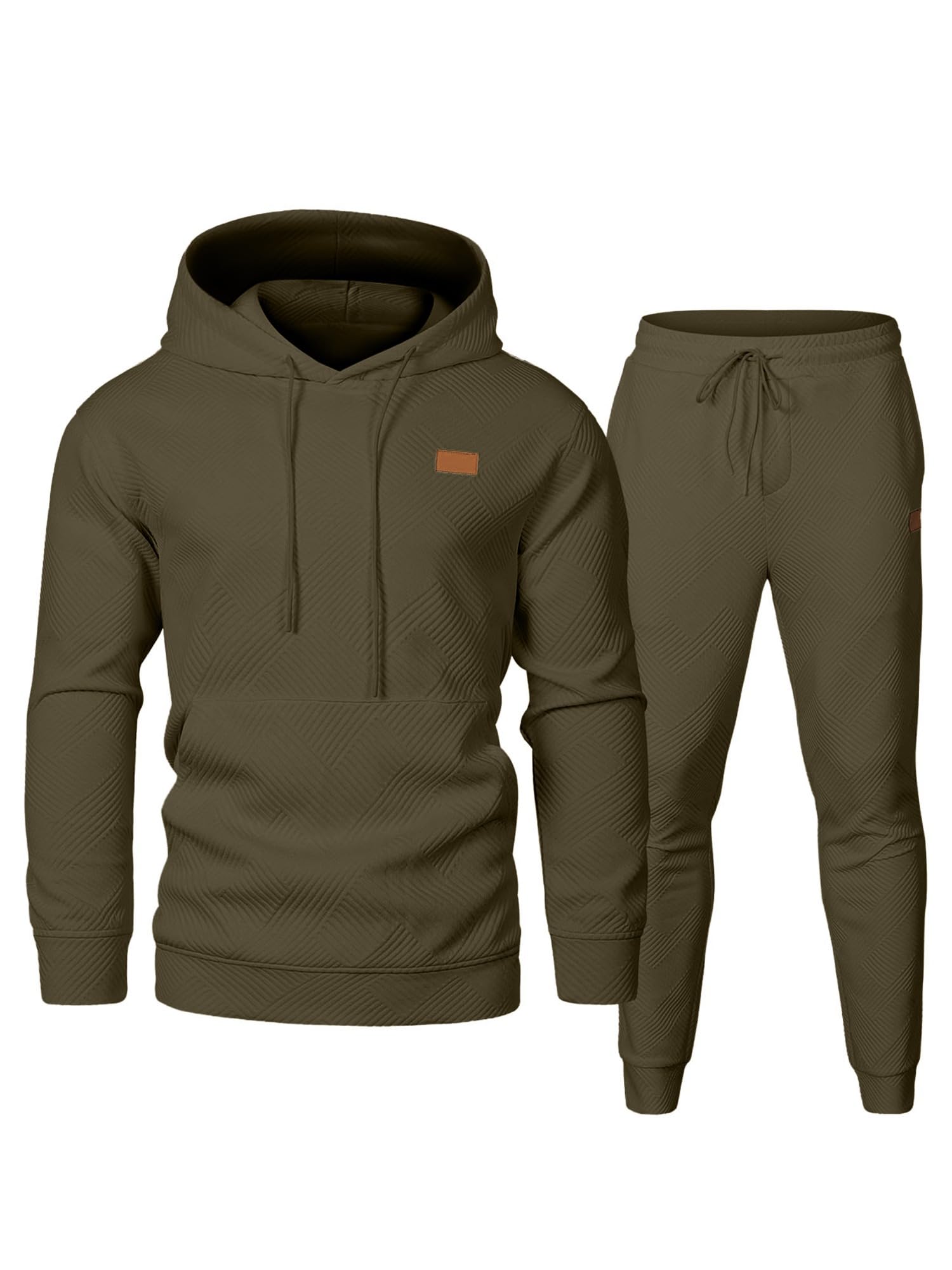 Mens 2 Piece Hoodie Jogger Set Textured Knit Sweatsuit