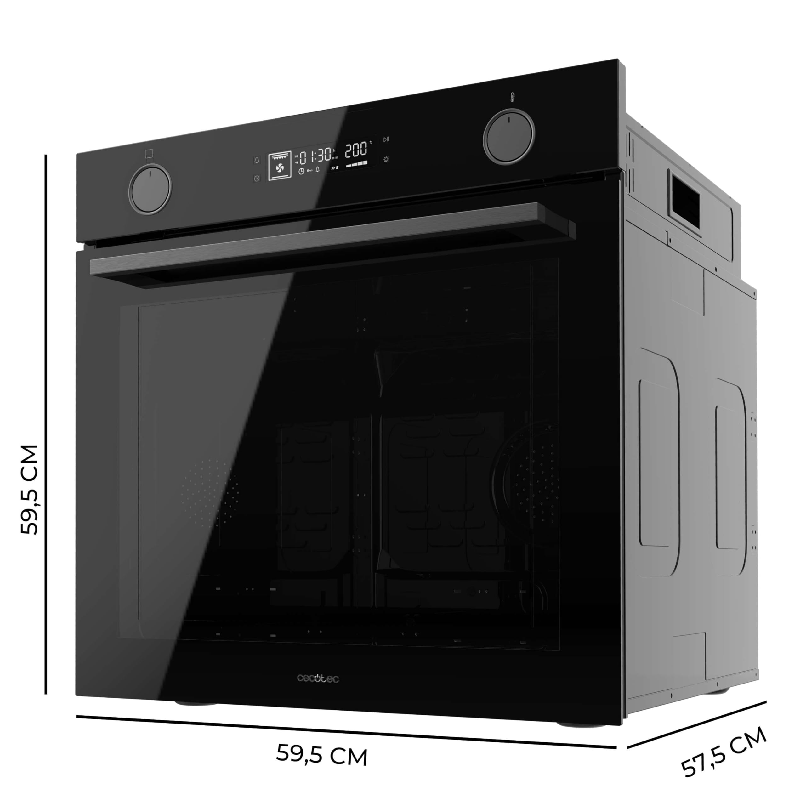 Cecotec Forno Multifunzione da Incasso - Air Fryer Bolero Hexa Af326000 Glass Black A. 2800W, 73L, 12 Funzioni, Basso Consumo, Steam Base XXL, Steam Assist, Steam Easyclean, Pizza Master, Modalità Eco