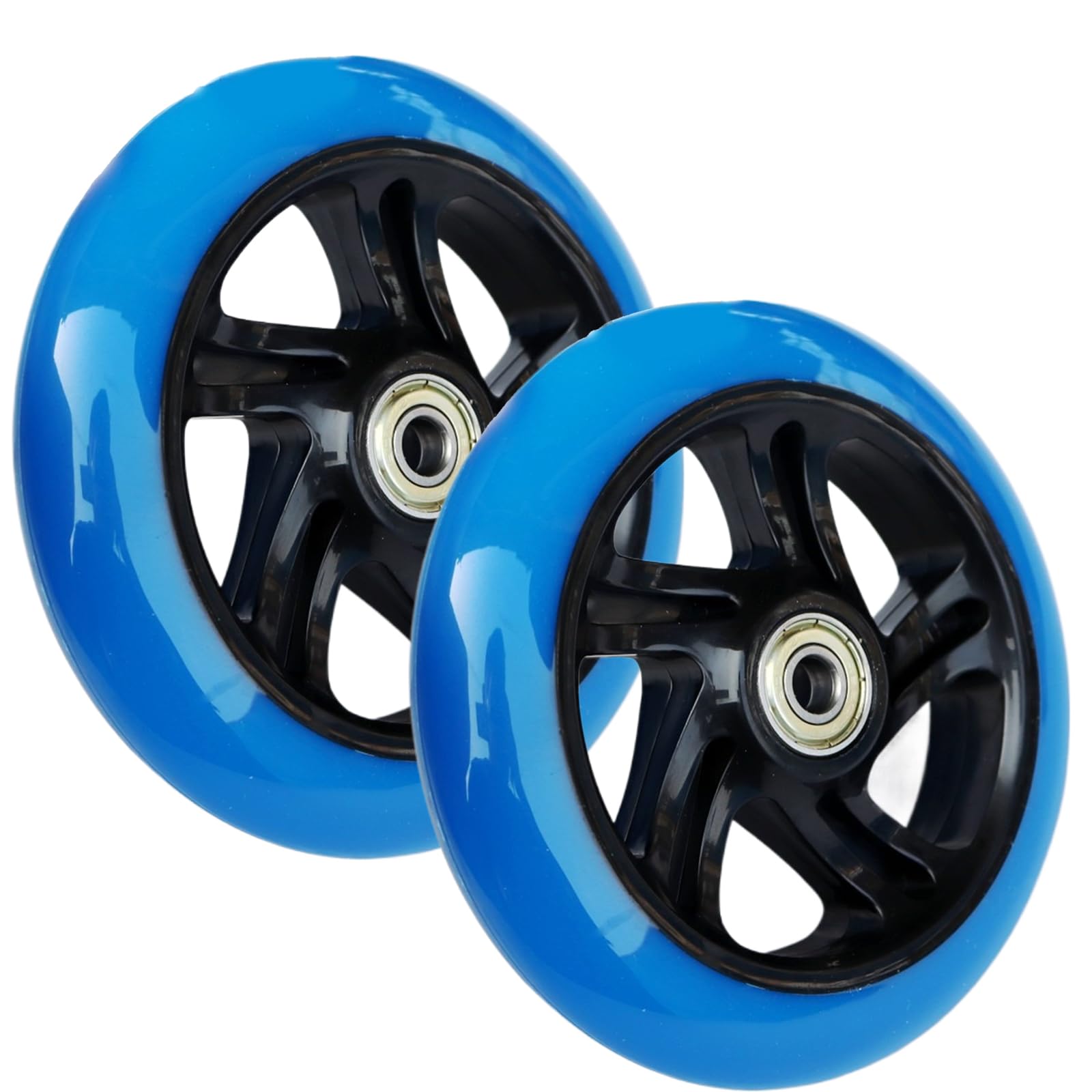 ANWEALTH 2-Pack Scooter Replacement Wheels 125mm 5inch Scooter Wheels with Bearings ABEC-9 for Kick Scooter Wheel Chair (Blue)