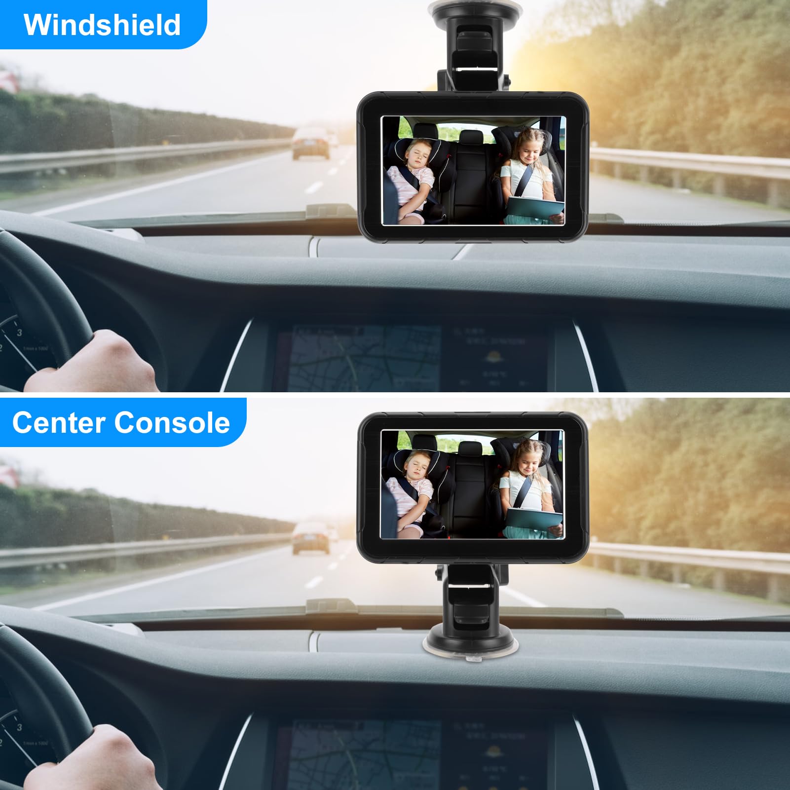 Kavolet Kamera Samochodowa dla Niemowląt z podwójną kamerą 1080P, Wyraźnym Obrazem w Nocy, Zwiększonym Bezpieczeństwem, Obrotem o 360°, Szerokim Kątem Widzenia Zapewniającym Bezstresowe Rodzinne