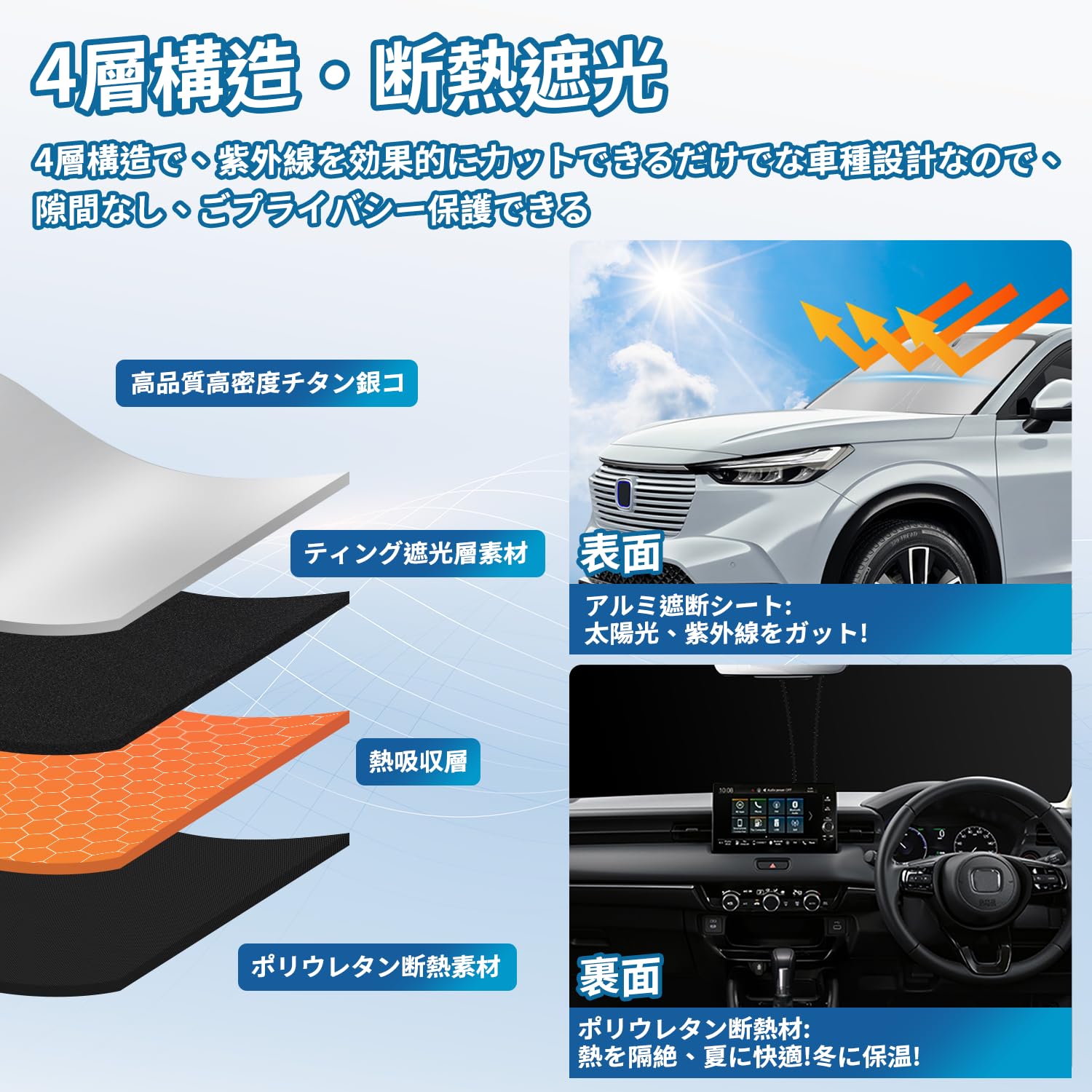 HUAHAO 新型 ホンダ ヴェゼル rv 新型ヴェゼル rv系 専用 サンシェード フロントガラスサンシェード 車用サンシェード UVカット 日よけ 車中泊 遮光 断熱 シート 吸盤不要 カスタム パーツ 0 ヴェゼル RV系 RV3 4 5 6型に適用 専用 サンシェード 全窓対応 車中泊 サイドサンシェード 遮光シェード UVカット 日除け暑さ対策 仮眠 断熱  遮光 全窓セット : WeCar - 通販 - Yahoo!ショッピング