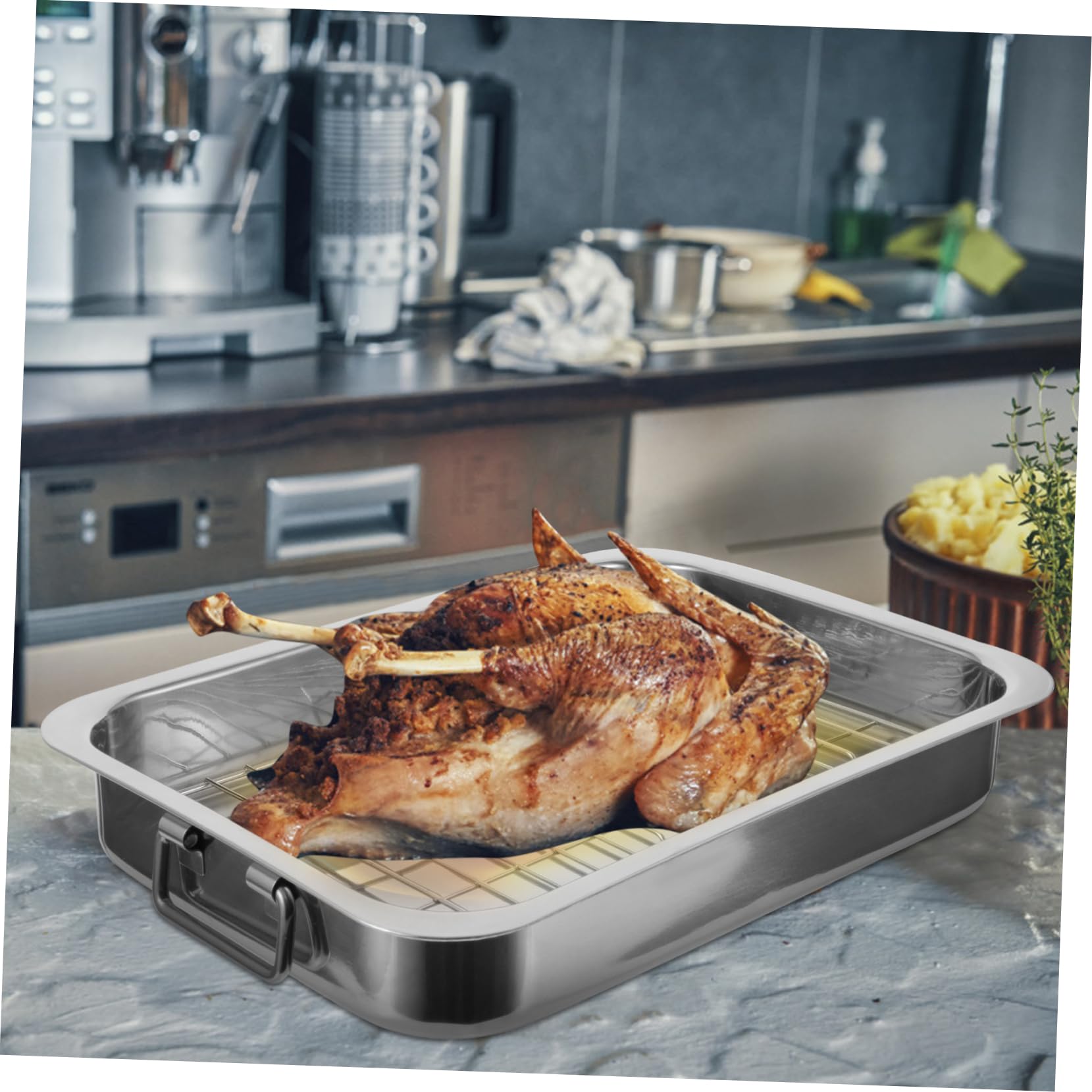 Bandeja para Hornear Rectangular 1 Juego de Acero Inoxidable Plata