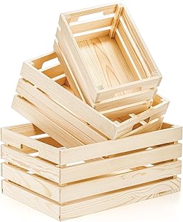 30 Stone Fireplace Decor Ideas with Wooden Mantles 70 Youeon Set of 3 Rustic Wooden Nesting Crates with Handles, Decorative Wo...