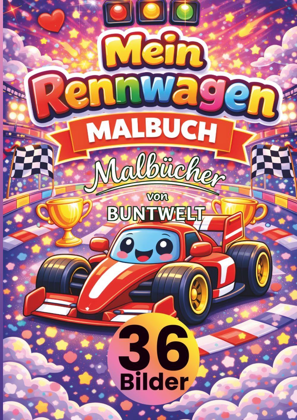 Mein Rennwagen Malbuch für Kinder ab 3 Jahren: 36 süße Rennwagen Motive zum Ausmalen | Rennautos, Sportwagen, Rennstrecken & mehr • große, klare ... Kreativität, Feinmotorik & Konzentration