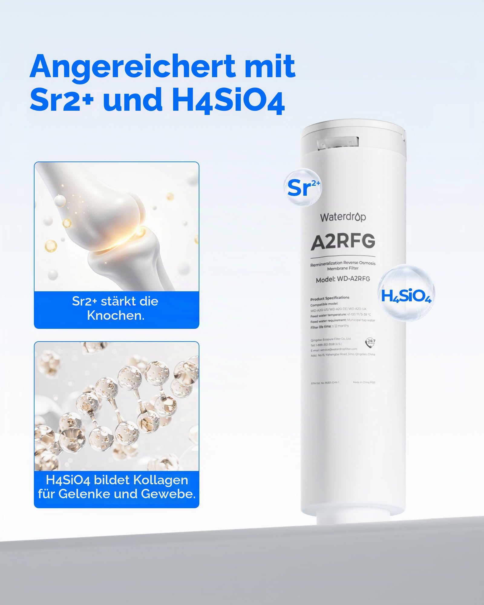 Waterdrop A2RFG Mineralfilter für A2G Auftisch Osmoseanlage, 12 Monate