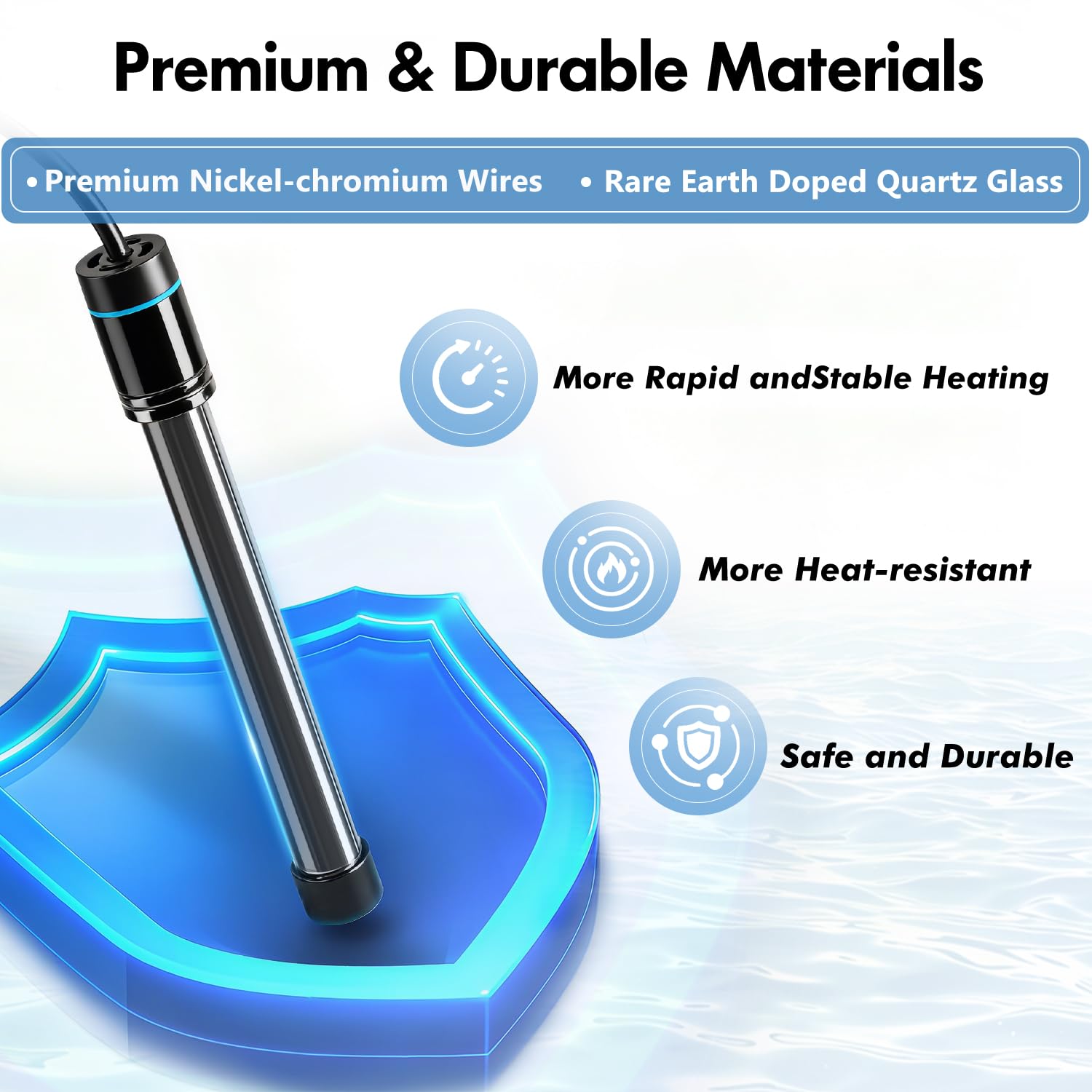 Orlushy 100 W Tauch-Aquarium-Heizung, verstellbare Aquariumheizung mit Digitalanzeige, externer Steuerung, Überhitzungsschutz und kostenlosem Thermometer für Süß- und Salzwassertank mit 3,5 - 7,8 l